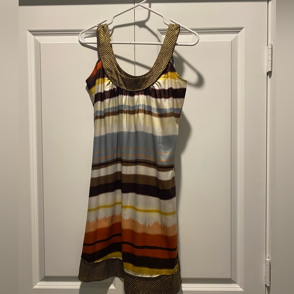BCBG Maxazria Satin Multicolor Mini Dress